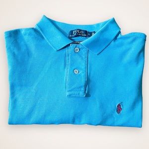 Ralph Lauren Custom Fit Short Sleeve Polo - Baby Blue - Size Large